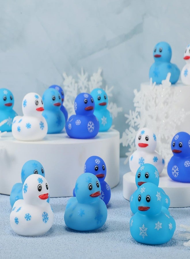 جيريفي بط مطاطي على شكل ندفة ثلجية شتوية من جيريفاي، بط مطاطي بنمط ندفة الثلج، عناصر شتوية، 4 ألوان، مجموعة كبيرة، زينة حمام سباحة، حشو أكياس هدايا حفلات أعياد الميلاد (48 قطعة) - Image 5